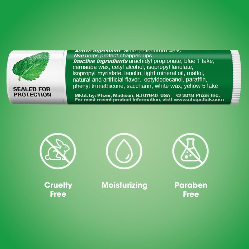 ChapStick Bulk Lip Balm, Classic Spearmint 12-Pack – Cool & Refreshing Lip Moisturizer for Dry Lips, 0.15 Oz Ea
