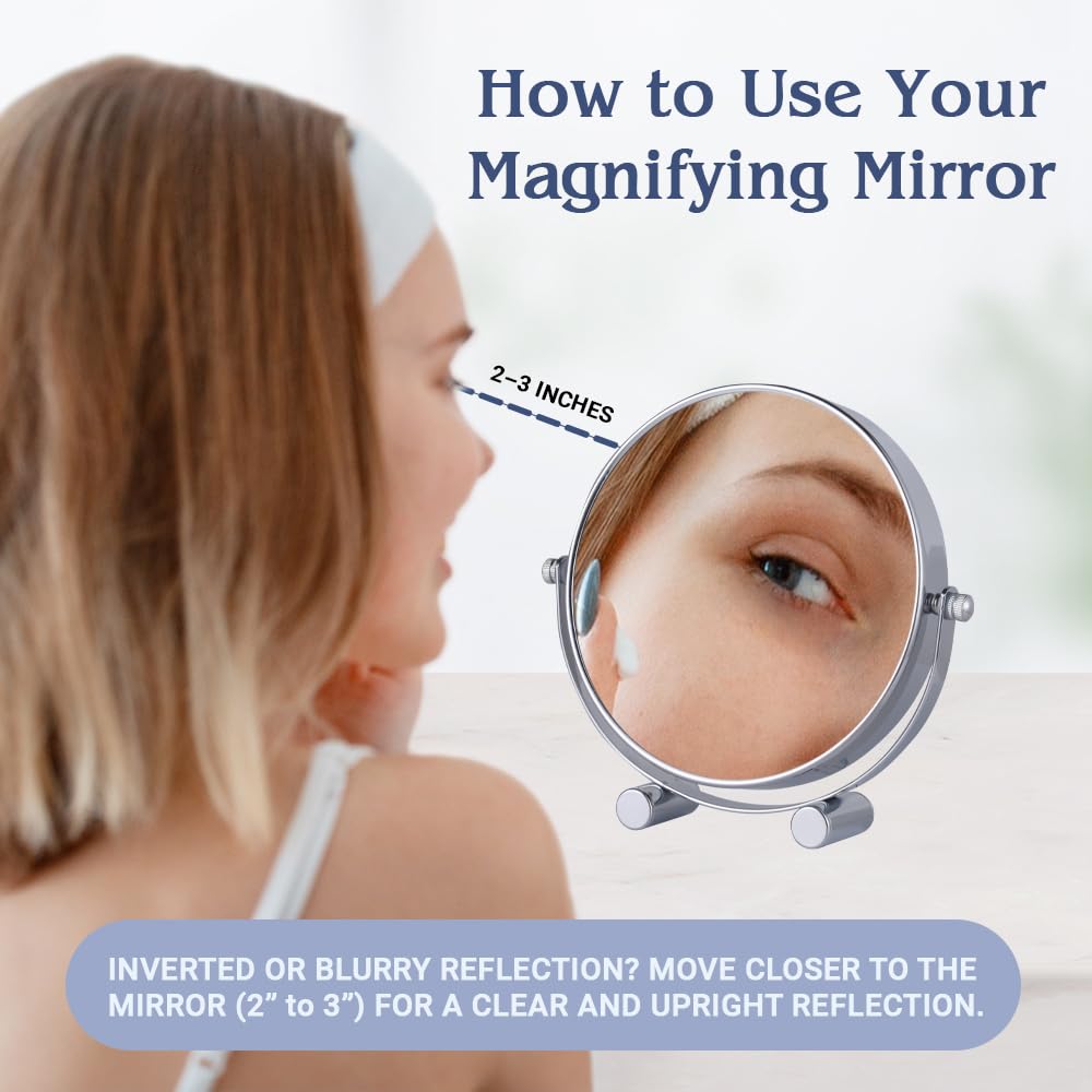 Small Double Sided 15x /1xMagnifying Tabletop Makeup Mirror for Desk, Dressing Table and Retail Store & 10X/1X Foldable Magnifying Hand Makeup Mirror, 3-in-1 Hand Mirror Bundle