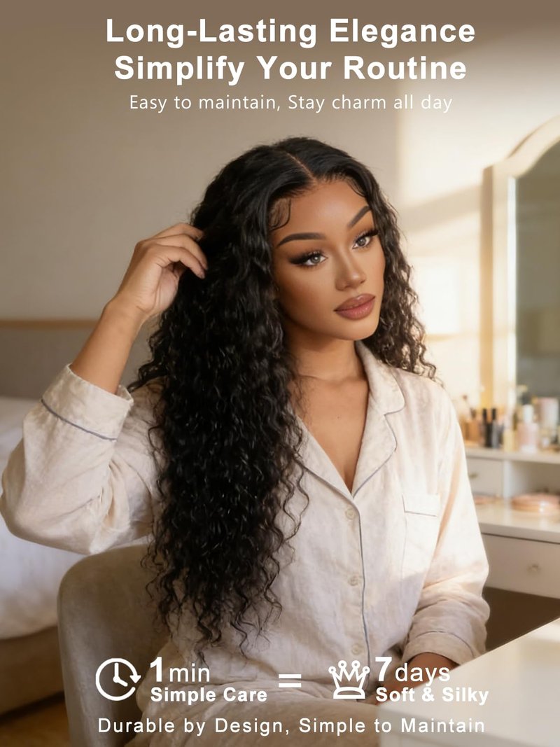 inlovwith Deep Wave Human Hair Bundles, Curly Bundles by 100% Unprocessed Indian Virgin Hair, Keep Texture Wet and Wavy After Multiple Washes(Single Bundle, 16 Inches)