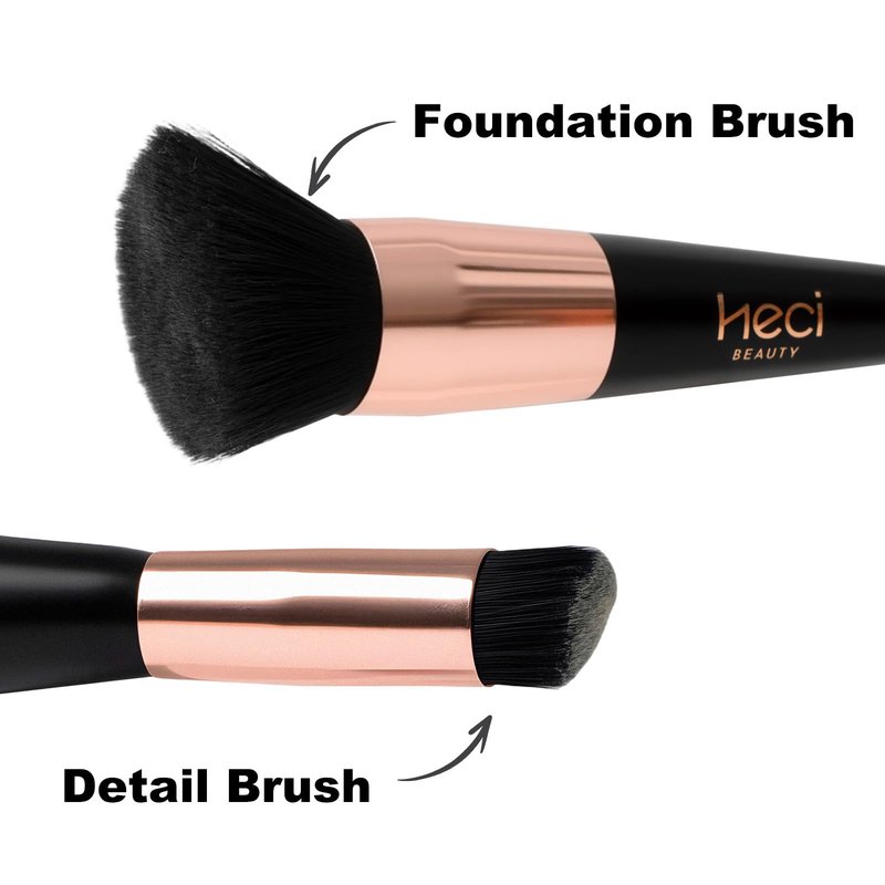 AirBrush Foundation with Nanoscale Powder - HECI BEAUTY Flawless Finish Makeup,Silk Airbrush Spray & Kabuki Brush - Anti-Aging Ingredients for Smooth Radiant Skin,210 Medium,110 Light, 1.69 fl oz