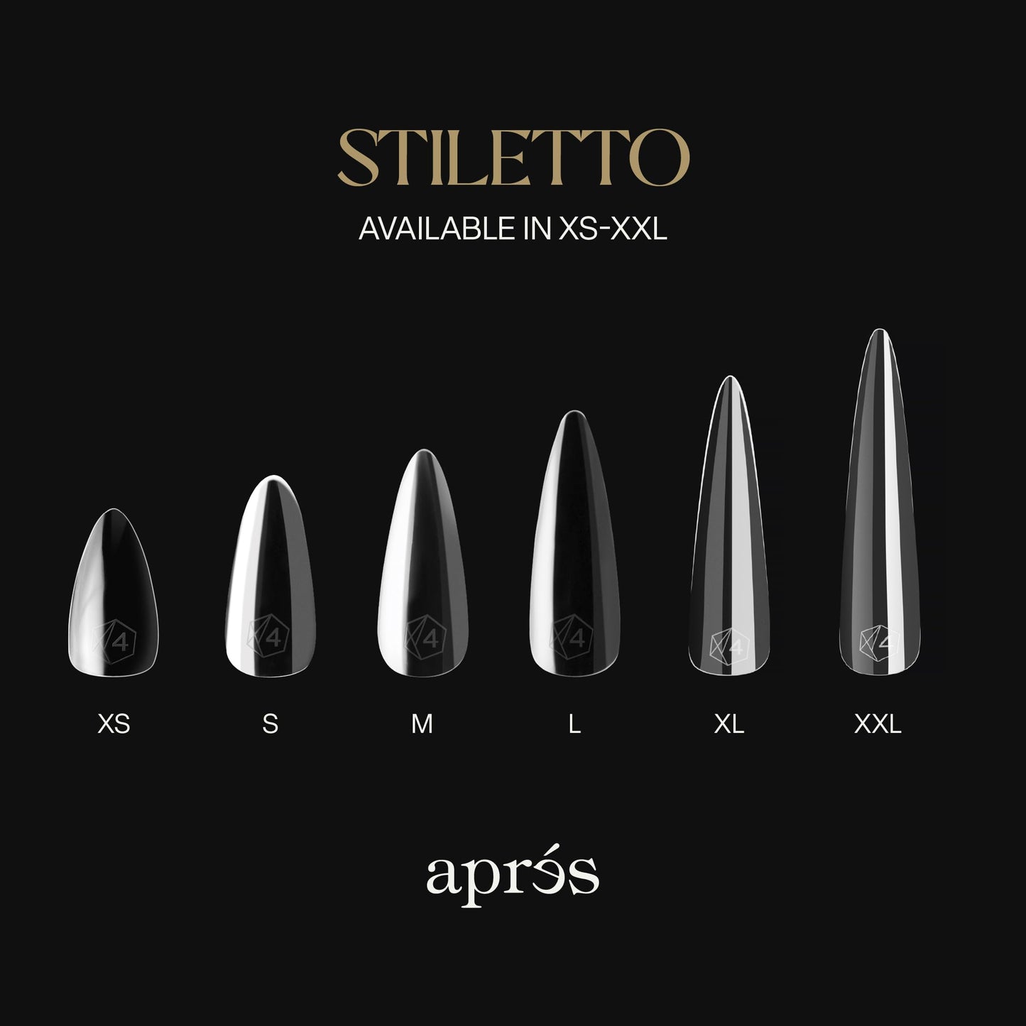 Apres Gel-X® Stiletto Box of Nail Tips | 280 Gel-X Tips, Soft Gel Tips, 14 Sizes 00-9 | Half-sizes Included (Natural Stiletto Short, 280 Count)