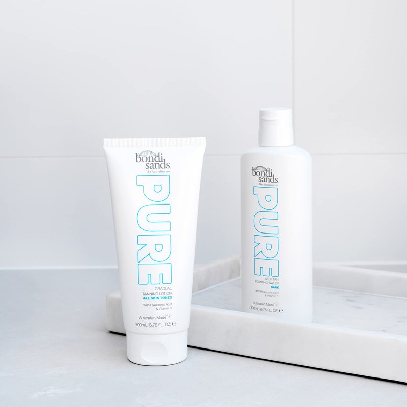 Bondi Sands PURE Gradual Tanning Lotion | Hydrates with Hyaluronic Acid for a Glowing Tan, Fragrance Free, Cruelty Free, Vegan | 6.76 Oz/200 mL
