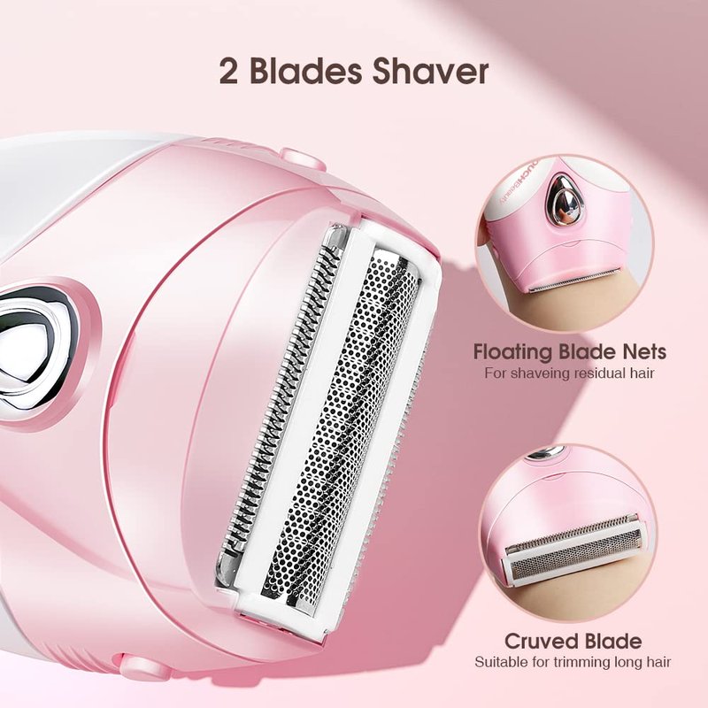 TOUCHBeauty Electric Shaver for Women, Painless Bikini Trimmer with 3-Blade System, Wet/Dry Cordless Foil Razor for Facial, Leg, Underarm & Body Hair, Battery-Powered, Gifts for Women, Pink