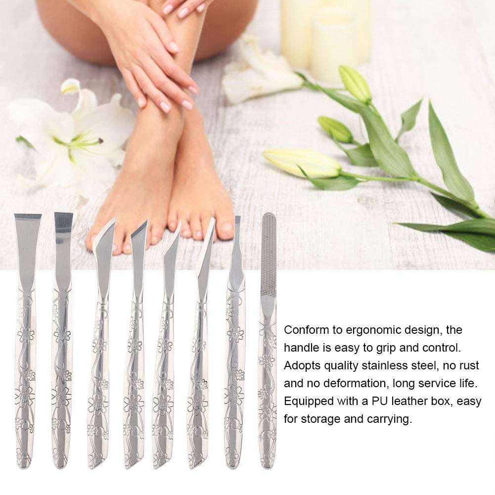 Footstep Horny Tool, Remove 8 Pcs of Stainless Steel Foot File Horny Remover Foot Calluse Shaver Pedicure Tool Set, Foot Skin Planer Foot Stone Foot Board