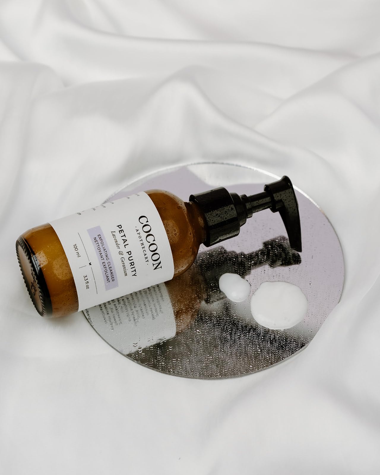 COCOON APOTHECARY 3.3 fl oz Petal Purity Exfoliating Cleanser, Ecocert Cosmos Natural | Gentle Exfoliating Face Cleanser For Dry/Normal Skin, Purify, Coconut Oil, Almond Oil, Lavender, Geranium