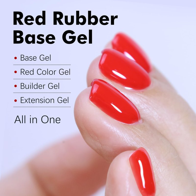 FANNEST Red Rubber Builder Base Gel for Nail, 2Pcs 15ml Set for Strengthen/Apex Building/Enhance/Reinforced Long Lasting Protect Soak Off U V LED For Thin Weak Nails