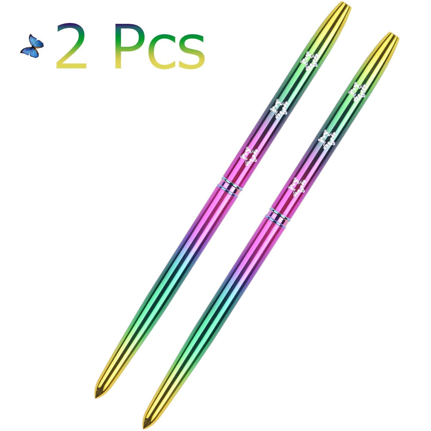 Ycyan 2Pcs Kolinsky Acrylic Nail Brush Set Rainbow Handle 3D Nail Art Brushes Size 2 & 4