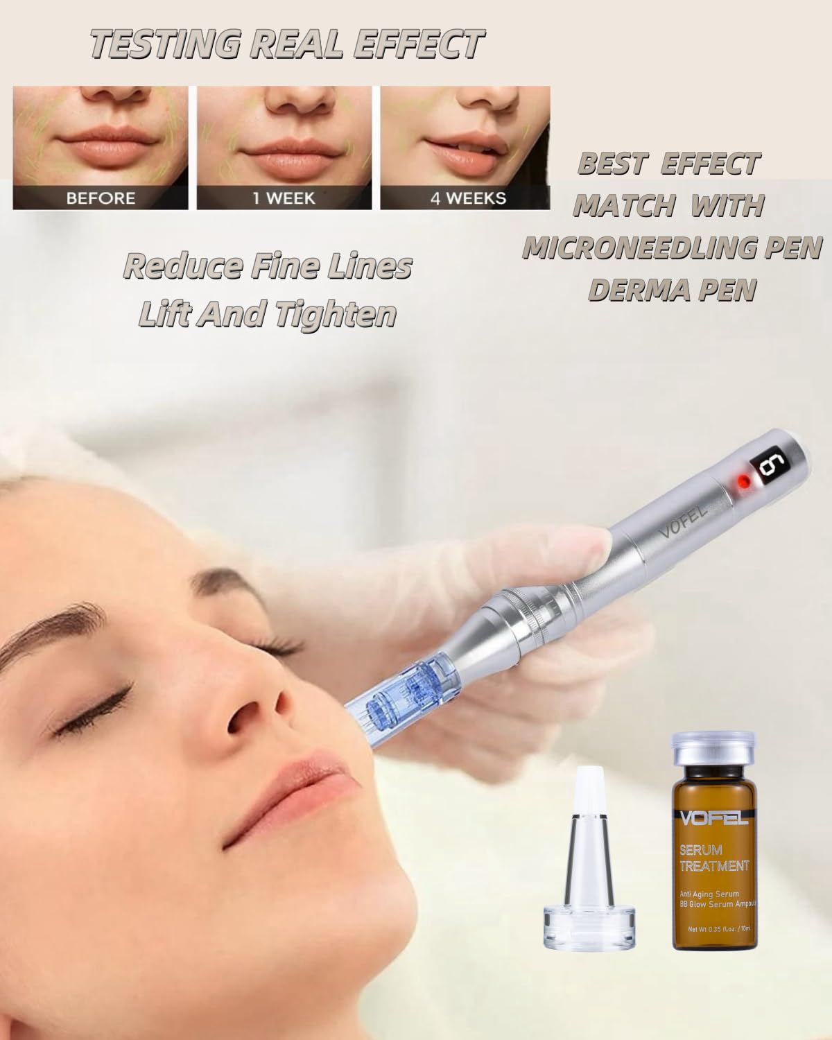 VOFEL Anti Aging Serum with Hyaluronic Acid for Microneedling Serum Ampoules for Face 0.35 oz 4 Vials