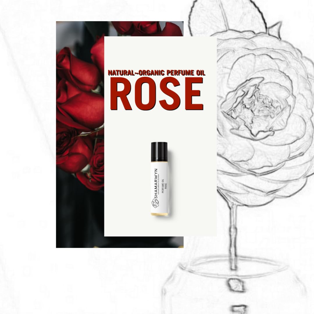 shamarwyn Rose Perfume Oil, Natural Organic, Botanical Fragrance, Pure Essential Oil Blend, Roll-On 10ml