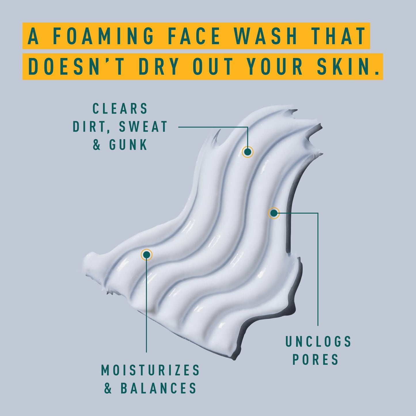 Only Skin, Foaming Daily Face Cleanser (3 Ounce) - Daily Face Wash, Cleanses Face without Drying Out Skin, Includes Green Tea Extract to Soothe Skin, Sodium PCA to Lock In Moisture
