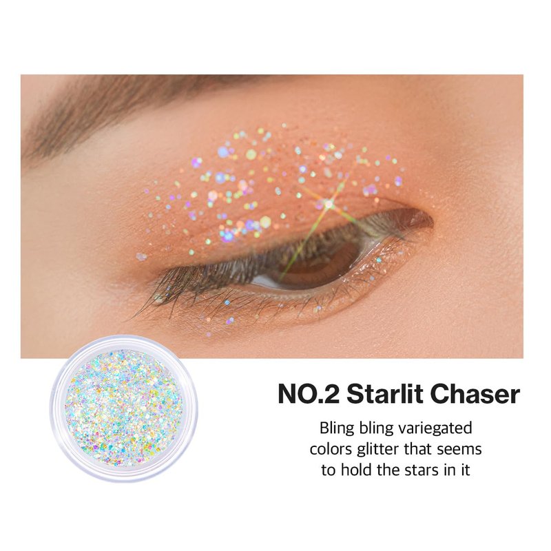 UNLEASHIA Get Loose Glitter Gel Mini, Face & Body Glitter Gel, Holographic Sparkle Makeup for Eyes, Cheeks & Collarbone, Festival & Party Makeup, Vegan (No.2 Starlit Chaser)