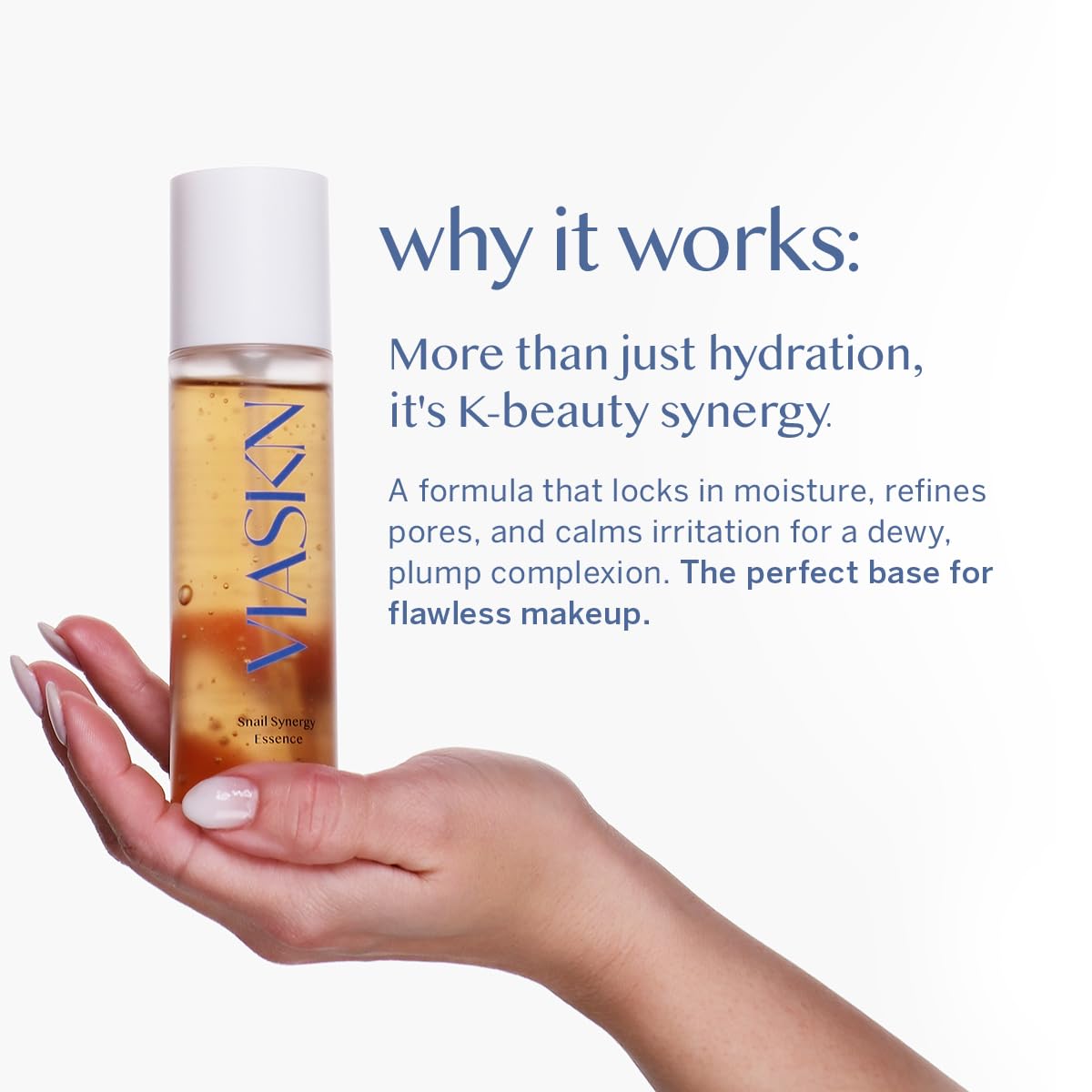 VIASKN Synergy Essence – Korean Snail Mucin Anti-Aging Serum for Wrinkles & Fine Lines – Hydrating, Brightening Face Essence with Cica, Adenosine & Berry Complex