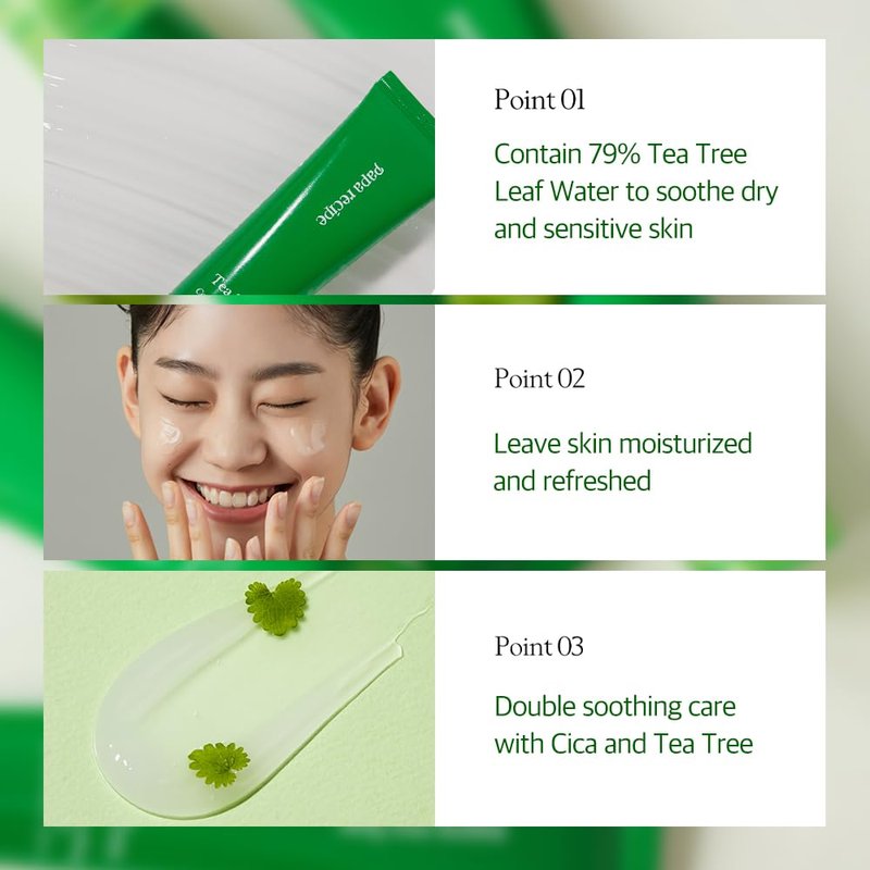 Papa Recipe Tea Tree Control Soothing Cream(3.38fl oz/100ml) - Soothing & Hydrating Face Moisturizer Cream for Dry Skin, Oil Water Balance Care, Sensitive, Acne-Prone Skin Friendly, Korean Face Cream