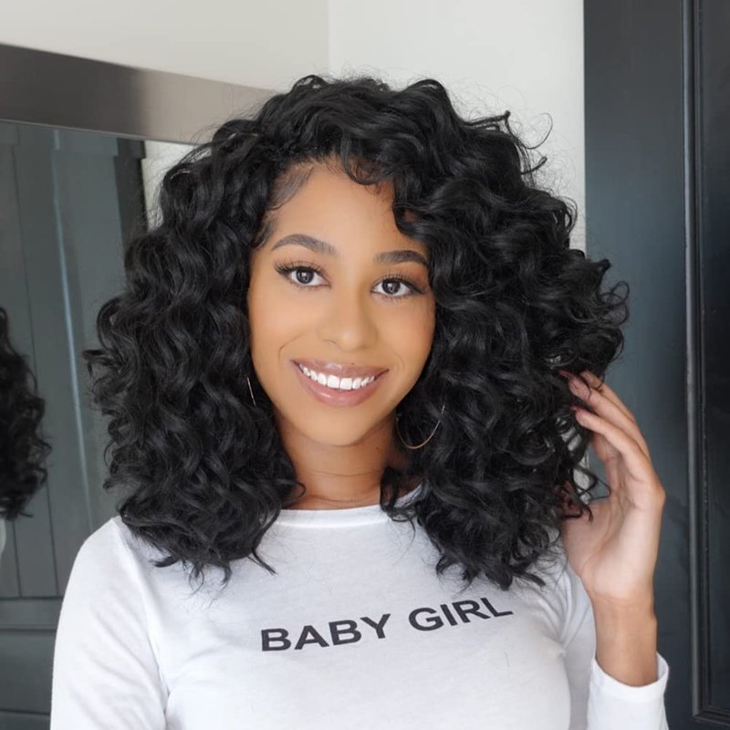 Ocean Wave Crochet Hair - 14 Inch Natural Black Curly Deep Wave Extensions | 8 Packs Synthetic Braiding Hair