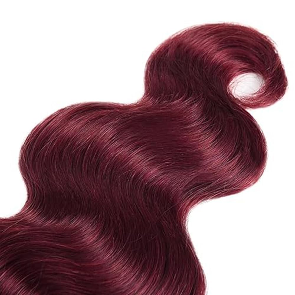 BilltiiWW Color 99j Body Wave Bundles Wine Red Human Hair Burgundy Bundles Brazilian Weave Wet and Wavy Soft Silky for Woman 8 10 12 Inch