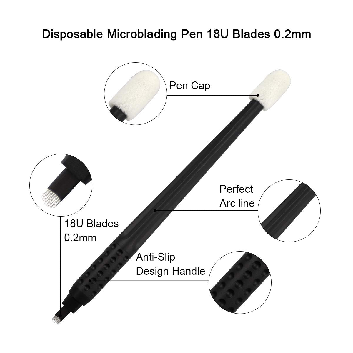 10pcs Disposable Microblading Pen 18U Nano Blades 0.16mm with Microblading Pen 18U 0.16mm Blades disposable blister package (10pcs-U18-Nano 0.16mm)