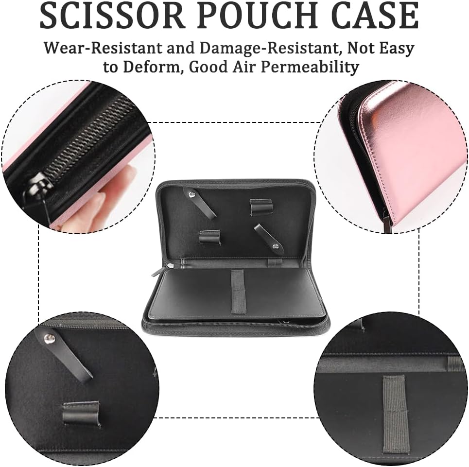 Scissor Pouch Bag - Salon Scissors Storage Case for Hairdressers & Barbers | PU Leather - Pink