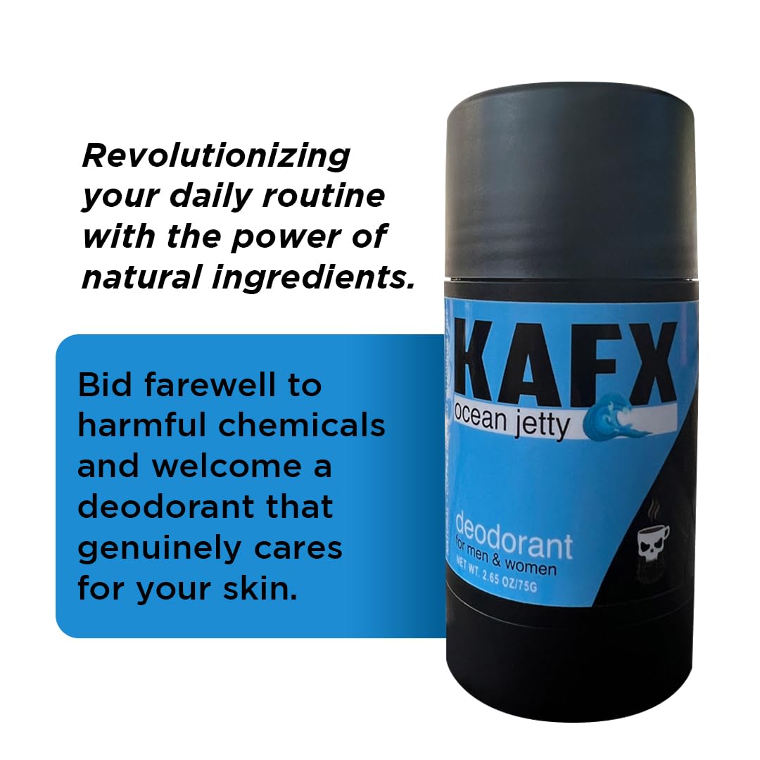 KAFX Body Ocean Jetty Deodorant with Odor-Fighting Coffee Oil, Organic Aluminum-Free Natural Deodorant for Women and Men, Long-Lasting Freshness, 2 Pack, 2.65 oz/75 g