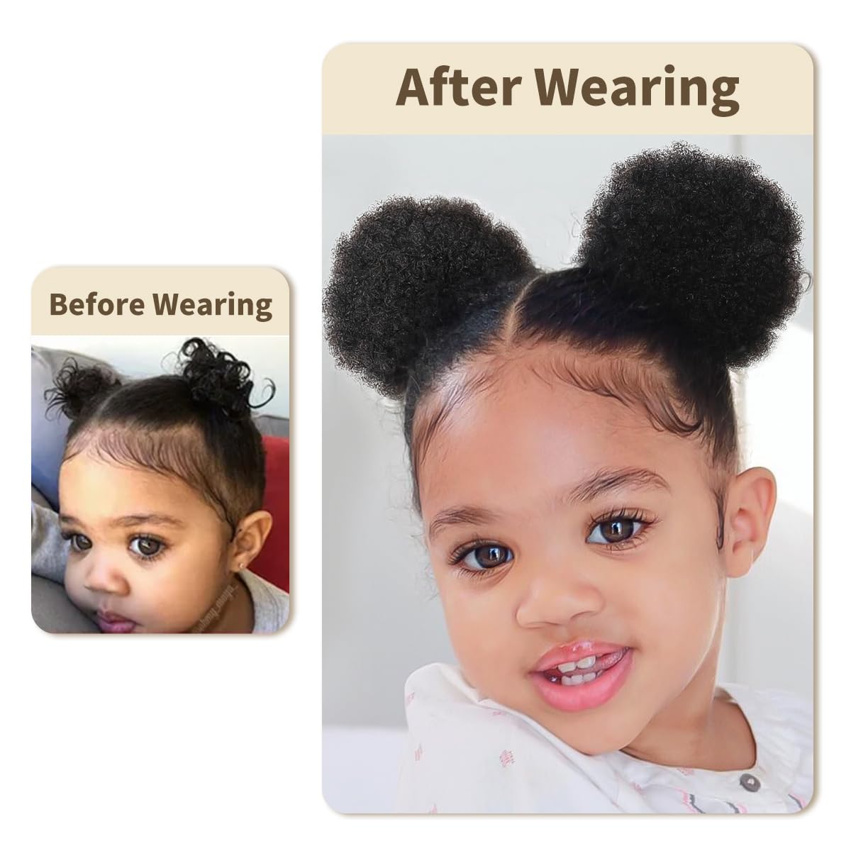 isheeny 2PCS Afro Puff Drawstring Ponytail Extensions For Black Women, Black Afro Wigs Comfortable And Lightweight Hairpieces