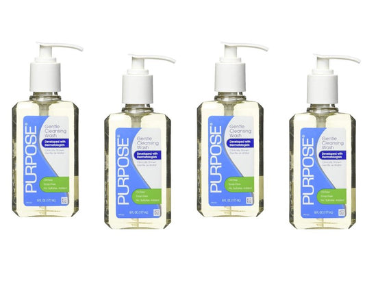 Purpose Gentle Cleansing Wash, 6 Fluid Ounce Pump Bottle (Pack of 4)