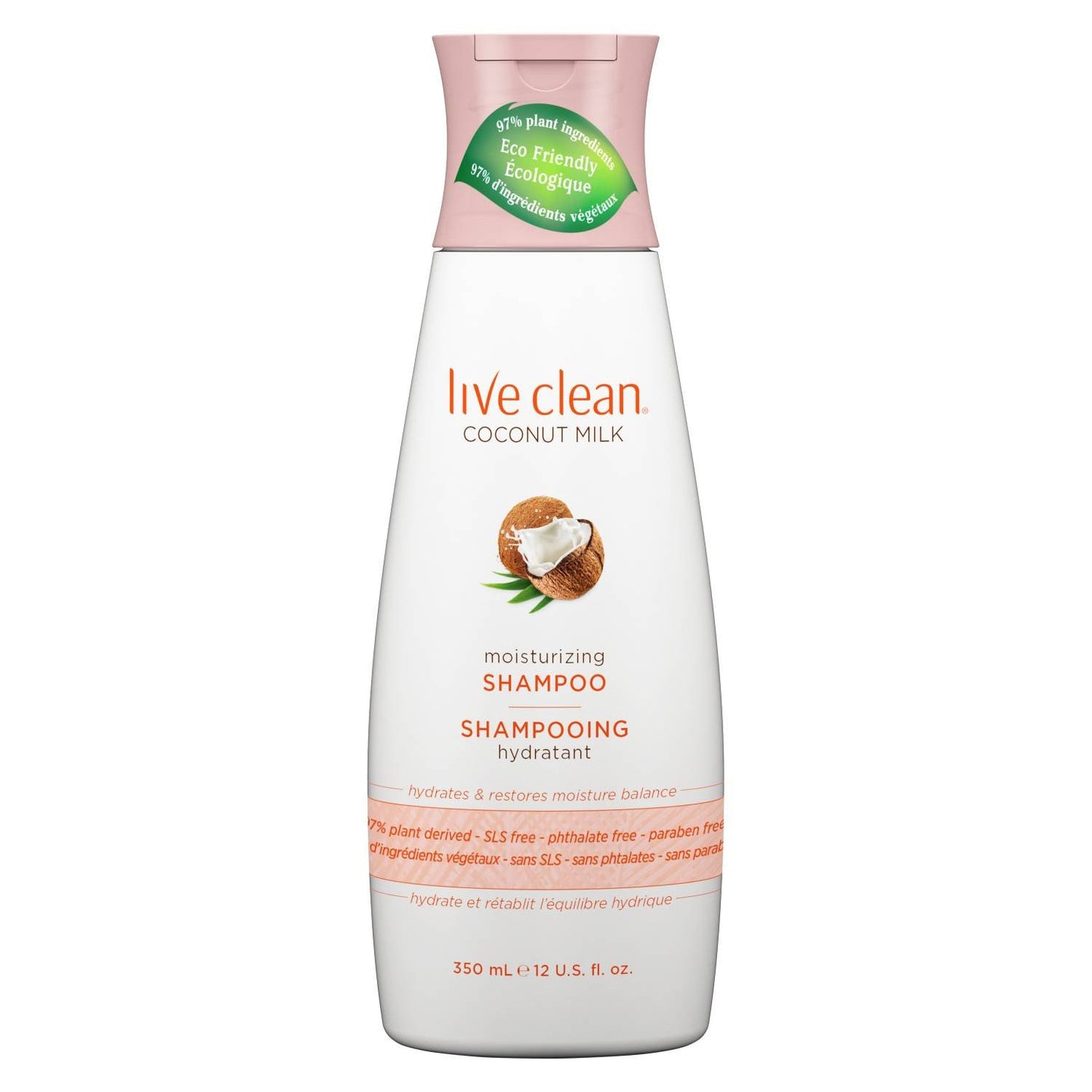 Live Clean Coconut Milk Moisturizing Shampoo and Conditioner, 12 oz each with Certified Organic Coconut Extract and Oil, Petrolatum-free, Phthalate-free and Paraben-free