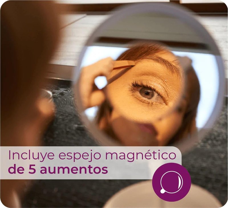 Beurer 5X Illuminated Vanity Mirror - Touch Sensor, Cordless, 360° Rotation | White LED Light & Storage Tray