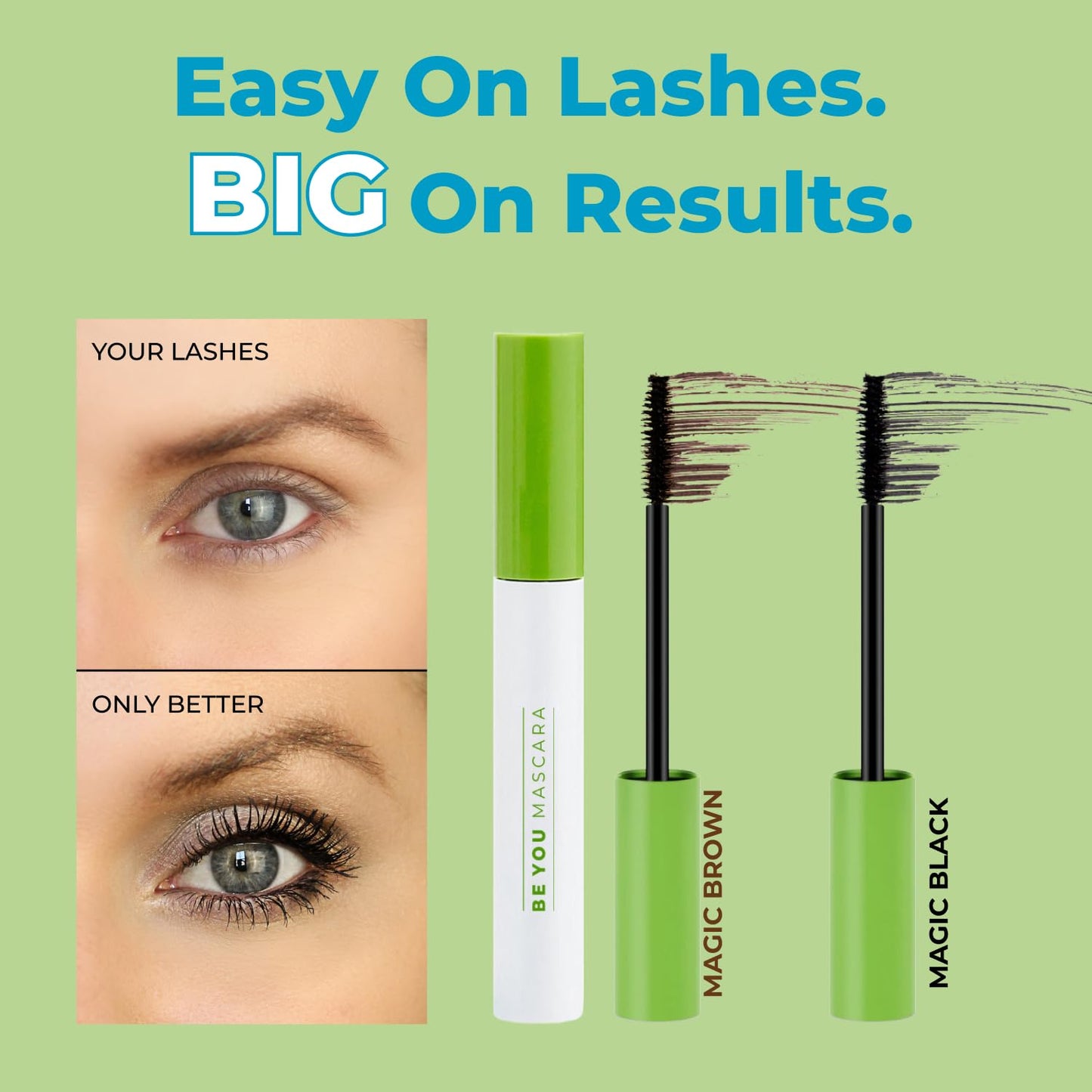 MAGIC BLACK | BE YOU MASCARA The Original Lash Perfecting and Extension Mascara. Fiber & Flake Free, Buildable Gel. Instantly Prime, Perfect, Define, Lengthen, Strengthen. Vegan & Cruelty Free.