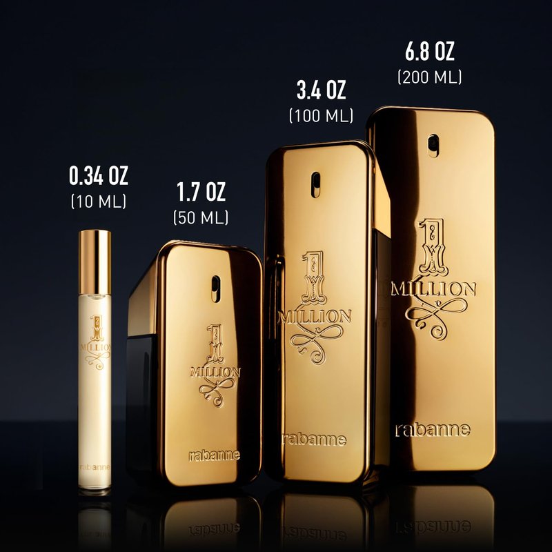 Rabanne 1 Million Eau de Toilette - Long-Lasting Men's Fragrance with Mandarin, Cinnamon & Amber | Luxury Perfume Spray