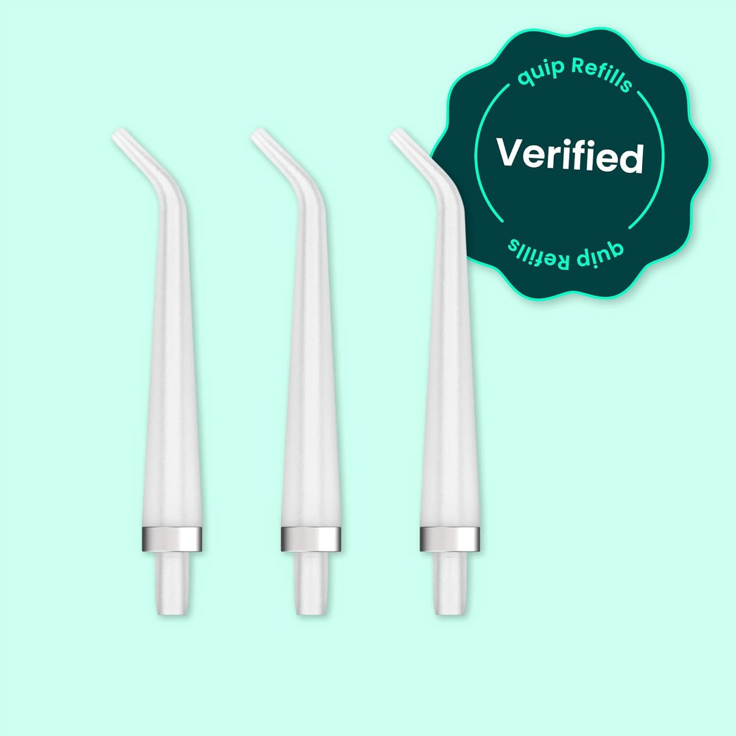 Quip Water Flosser Tip Refills - 360° Rotating Dental Pick Tips | Rechargeable, 3-Pack