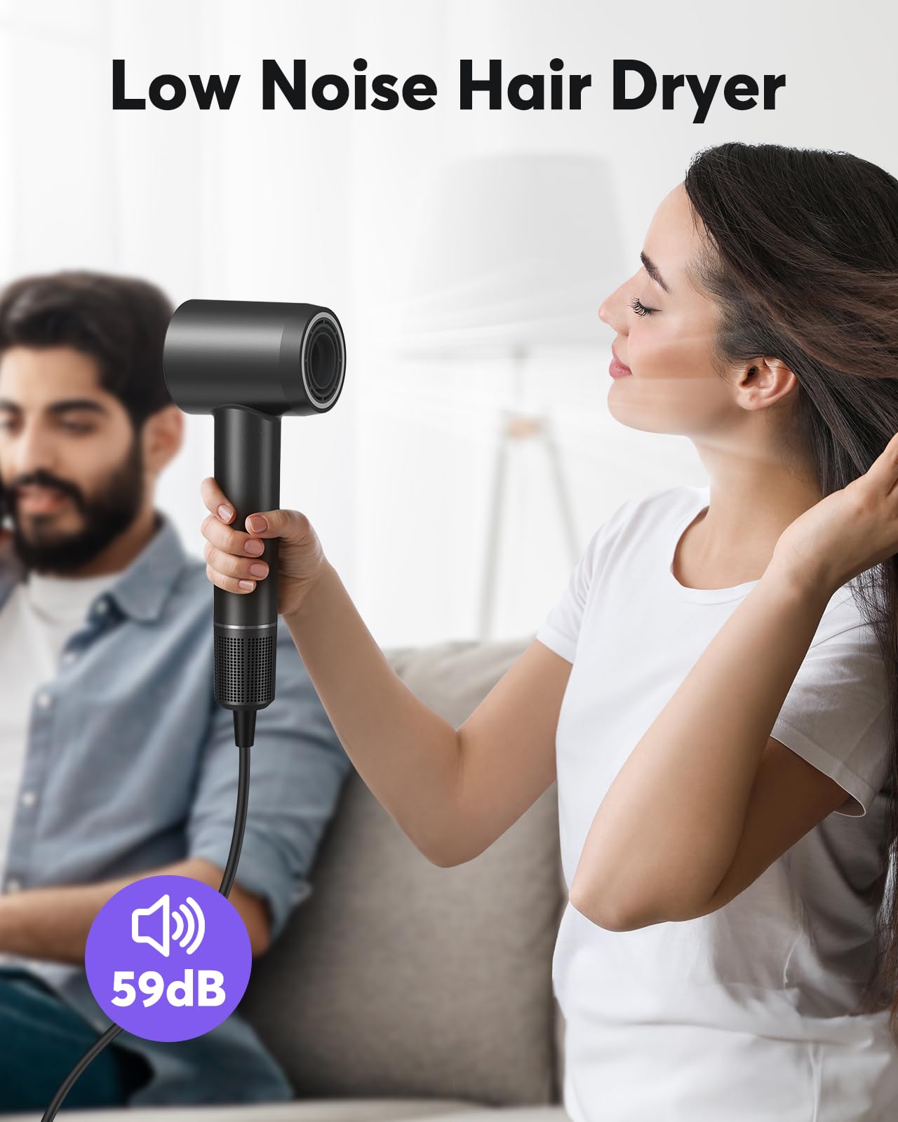 Hair Dryer - Bopcal Ionic Blow Dryer with Concentrator for All Hair Types,110000 RPM High-Speed Fast Drying Lightweight and Quiet, 200 Million Negative Ions Dryer with Thermo-Control (1500w)