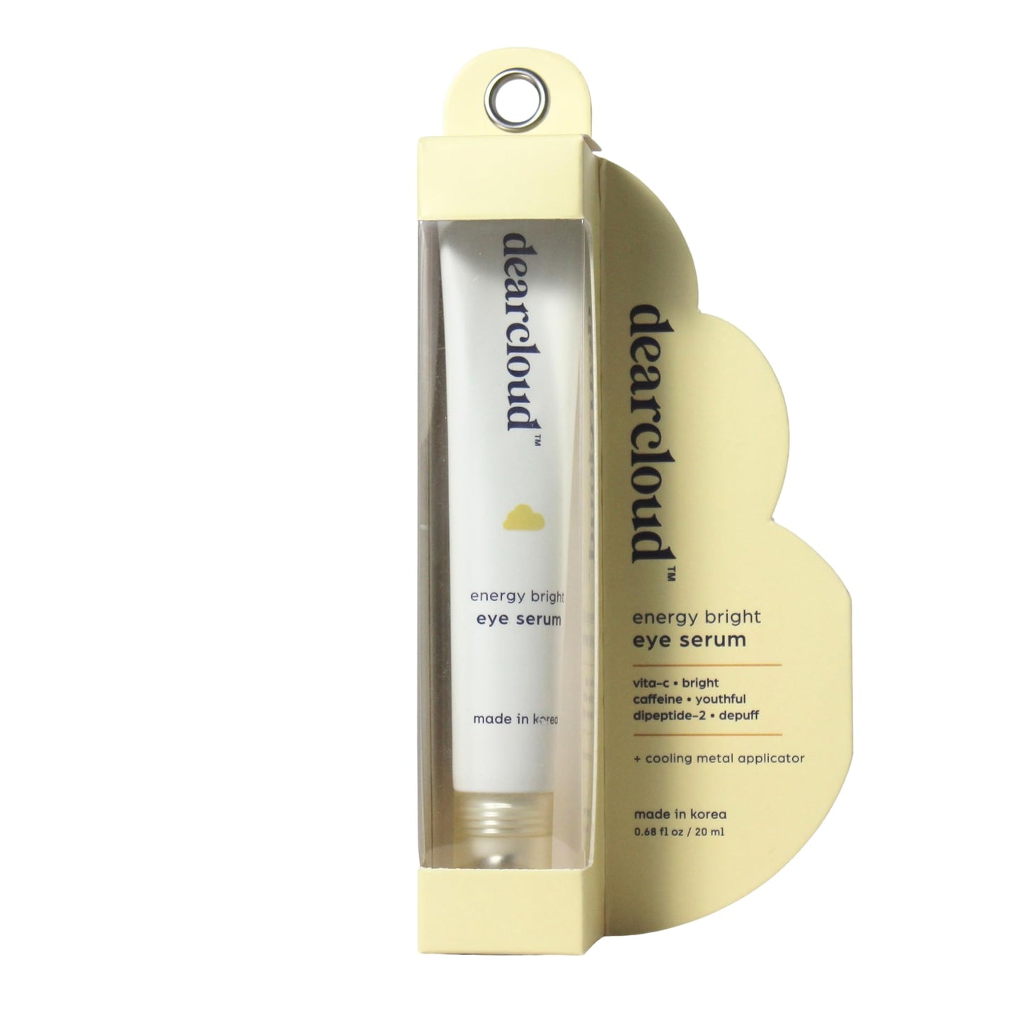 dearcloud Energy Eye Serum – Under Eye Serum for Puffiness and Bags with Vitamin C & Dipeptide-2 – Korean Skincare for Dark Circles (.68 fl oz)