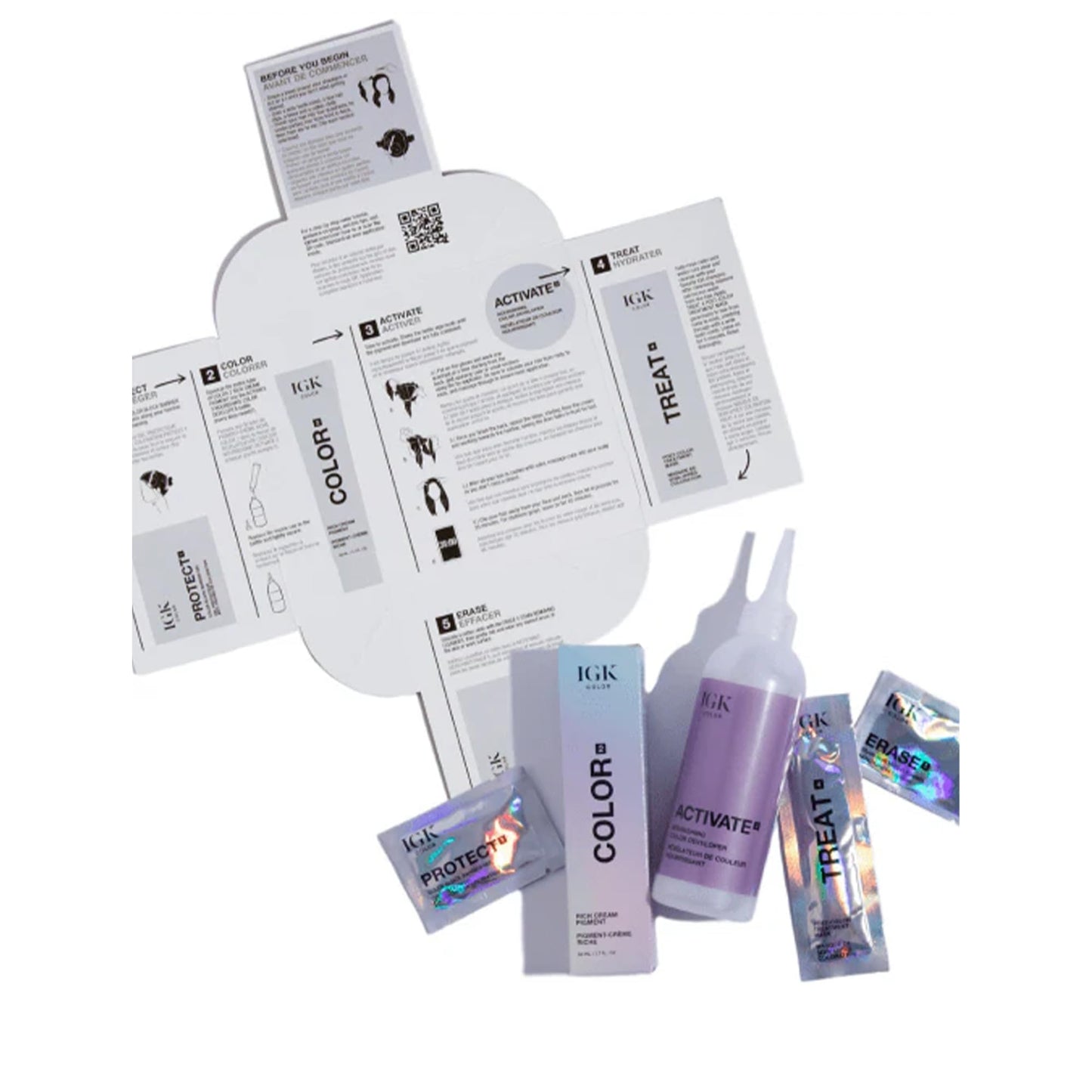 IGK Permanent Hair Dye Color Kit Set of Two | 7VG Dirty Blonde - Dark Beige Blonde | 100% Gray Color Coverage + Strengthen + Shine | Ammonia Free