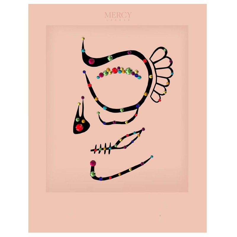 Day of the Dead Face Jewels by Mercy London Skeleton Costume Accessories Gems All In One Halloween Stick On Sticker