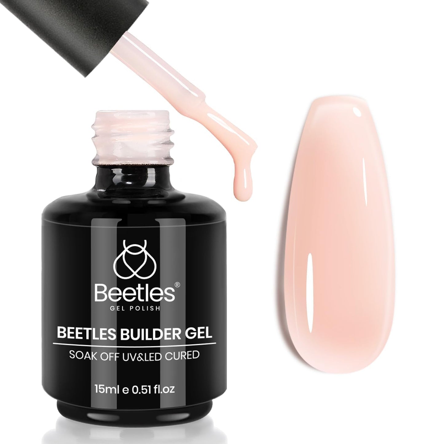 Beetles Builder Gel for Nails,8 in 1 Jelly Nude Color for Building Instant Apex Extension & Strengthener, Friendly for Beginner Women DIY Nail at Home, UV & LED Lamp Needed
