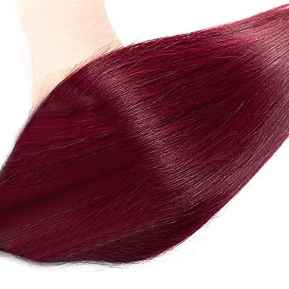 Burgundy Human Hair Bundles Wine Red 22 Inch Color 99J Bundles Human Hair Extension Straight 1 Bundle Burgundy Red Unprocessed Brazilian Virgin Hair 100G/PC