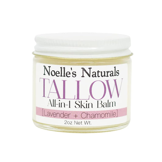 Organic Tallow Balm - 2oz Jar - Lavender Chamomile - All-In-One Skin Balm - Soothing, Healing, Moisturizing, for all Skin Types - Excellent for Dry Skin, Eczema, Burns, Cuts, Boo-Boos, Cracked Heels