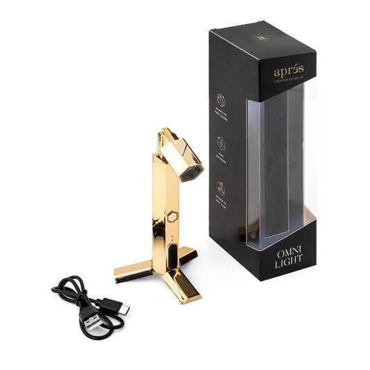 APRÉS Omni Light, Gel-X UV LED Lamp, Flash Curing Wand, Handheld or Standing Cordless Nail Lamp for Gel Nails (Gold)