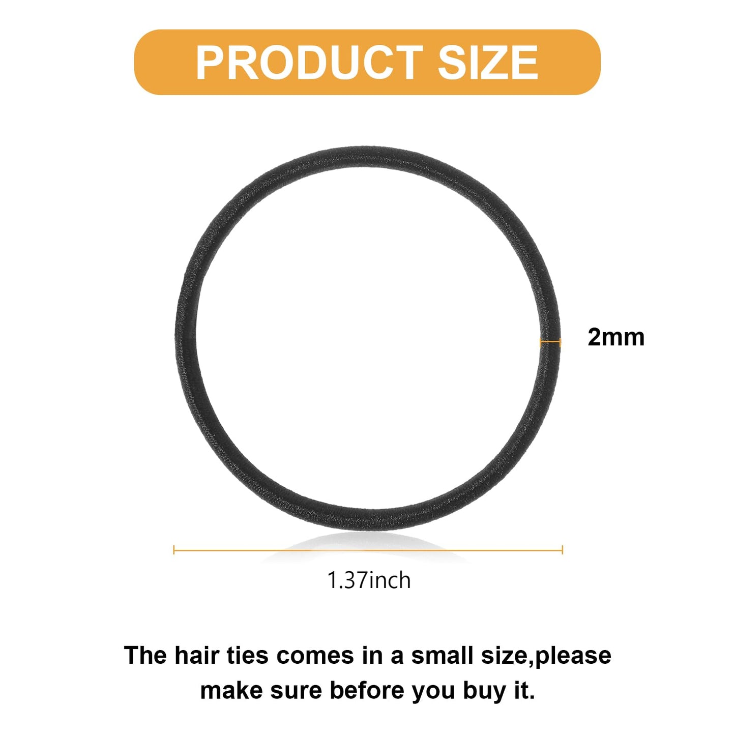 Canlierr 1000 Pcs Elastics Hair Ties Bulk Ponytail Holders Hair Bands Small Elastic Band Accessories for Women Men Straight Thick Curly(Black,2 mm)