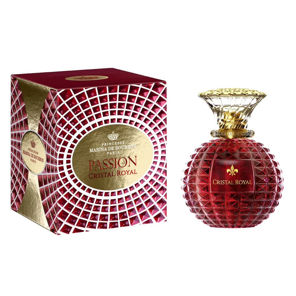 Princesse Marina de Bourbon Cristal Royal Passion Eau de Parfum for Women - Opens with Pear, Blackcurrant and Bergamot - Blended with Jasmine and Violet - For Elegant Ladies - 3.4 oz