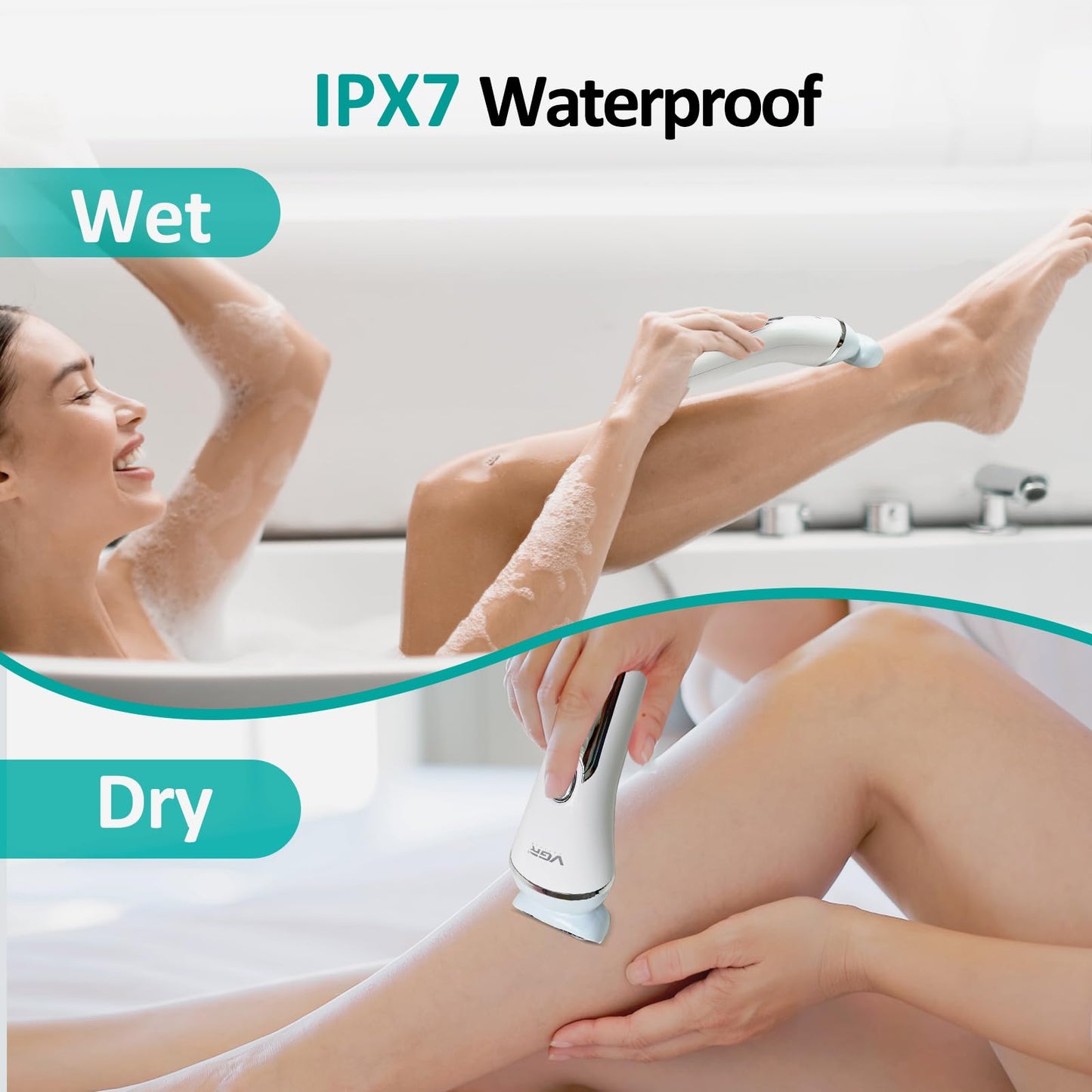 Epilator for Women, 6 in 1 Hair Removal Epilator, Shaver, Face Razor, Facial Brush, Face Massage and Body Exfoliator,IPX7 Waterproof Rechargeable Hair Removal for Women, 2 Speeds