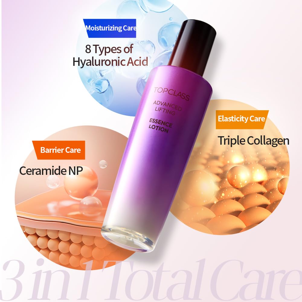 CHARMZONE TopClass Advanced Lifting Essence Lotion 4.06 oz (120ml) – Collagen-Infused Firming Essence for Enhanced Elasticity, Deep Hydration, and Revitalized Skin