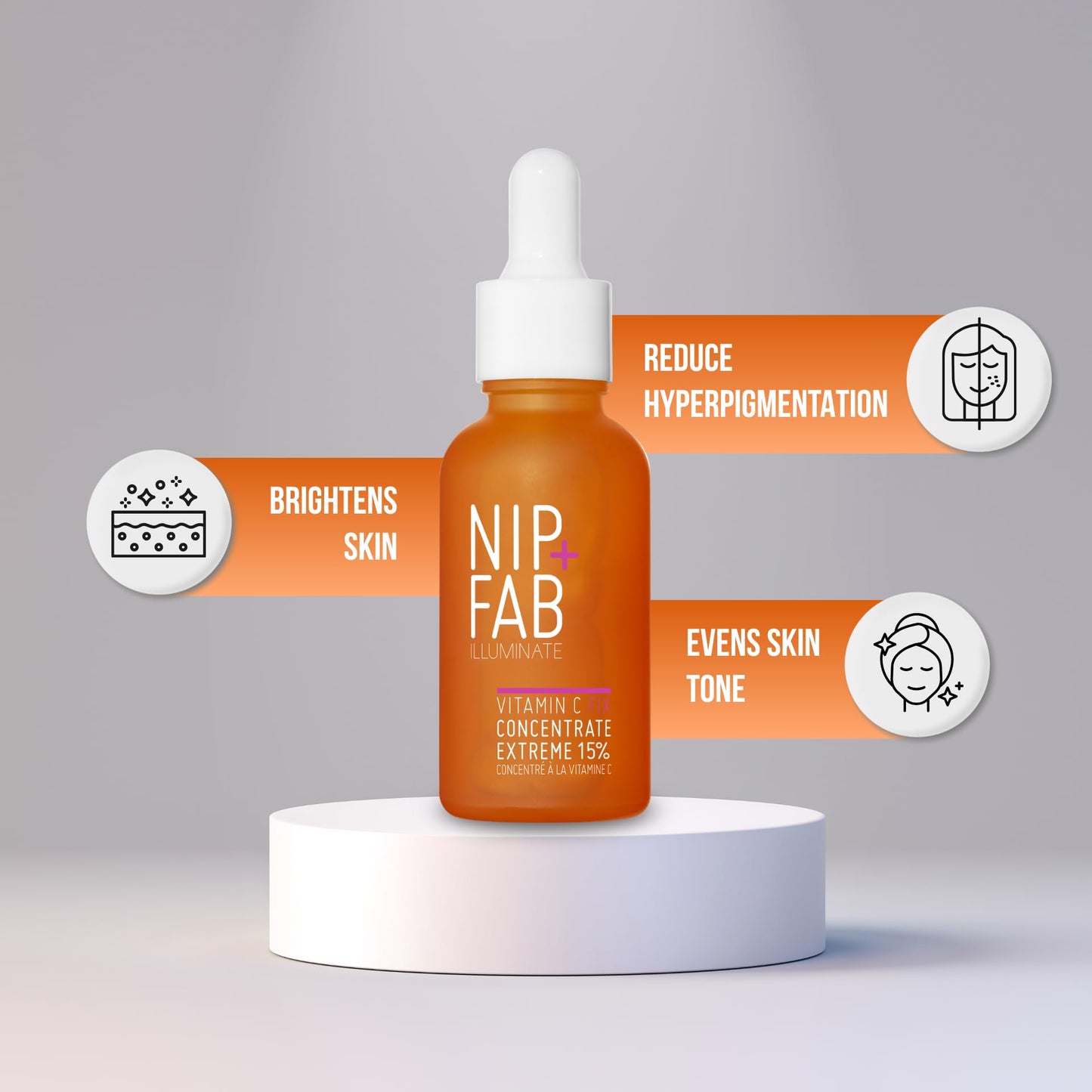 Nip+Fab Vitamin C Fix Concentrate Extreme 15% 1 fl oz | Face Skin Radiance Booster | 3 Forms of Vitamin C | Ferulic Acid | Skin Protection | Moisturizing Hydrating Antioxidant