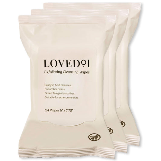 Loved01 Face & Body Salicylic Acid Cleansing Wipes, John Legend Skincare, Oil & Fragrance-Free, No Rinse, Green Tea Extract, Blemish Prone Skin, On-the-Go, Vegan & Cruelty-Free, 3-Pack, 72 Wipes