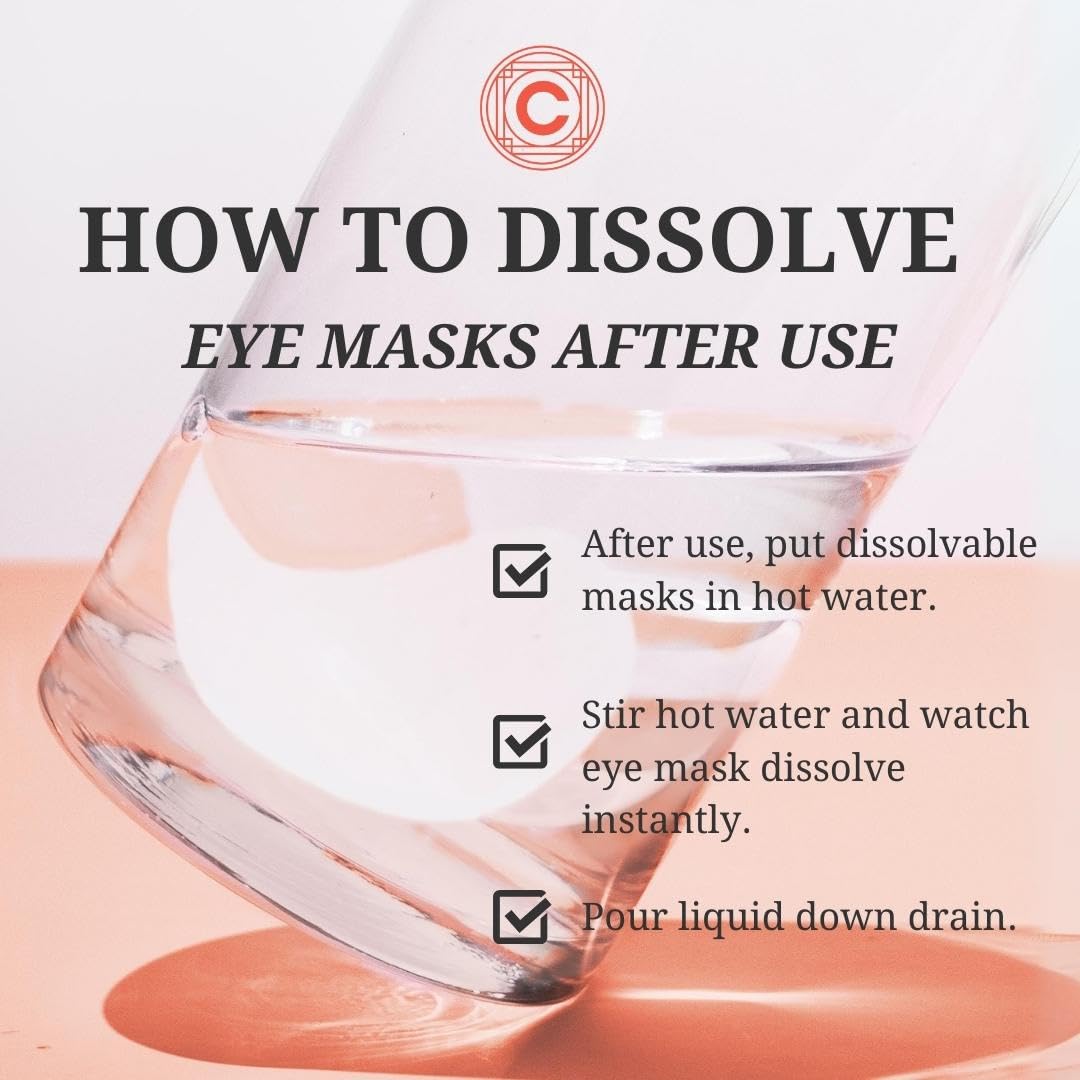 Clean Circle Lights On Brightening Dissolvable Eye Mask Infused with Red Algae, Vitamin C, Peptides, and Black Mulberry - Under Eye Patches for Wrinkles, Dark Circles, Puffiness, and Signs of Aging