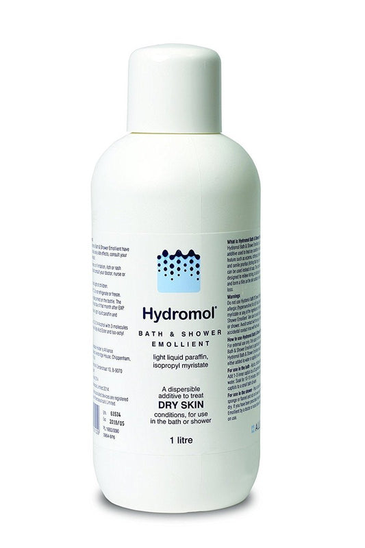 Hydromol Bath and Shower Emollient, for the Management of Eczema, Dermatitis, Psoriasis and Other Dry Skin Conditions, Itch relief, suitable for sensitive skin, for all ages, 1 L