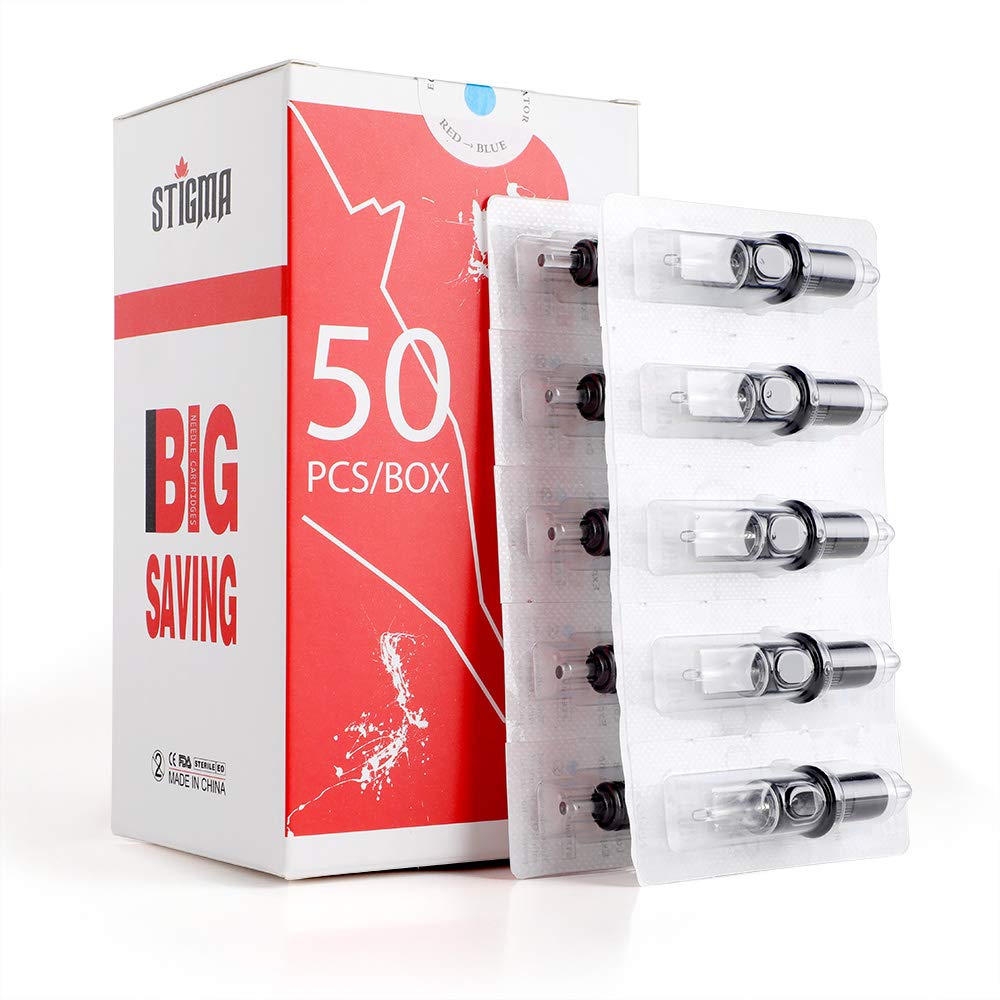 STIGMA #12(9RL) Standard Disposable Tattoo Needle Cartridges with Membrane Safety Cartridges for Tattoo Artists Round Liner 50Pcs Super Value Pack EN05-50-1209RL