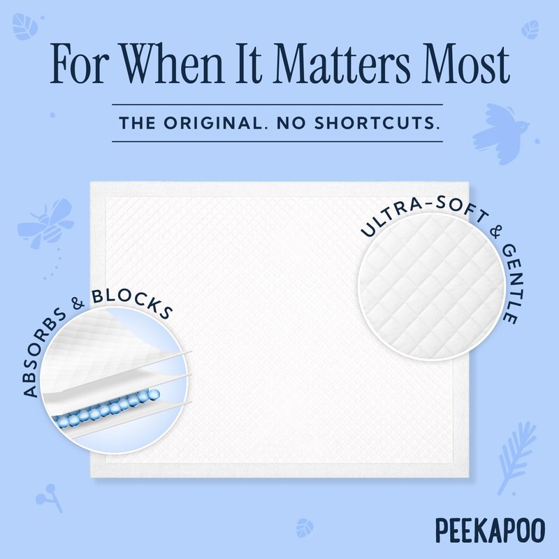 Peekapoo - The Original Disposable Baby Changing Pad Liners – 100 Pack | Super Soft, Waterproof, Ultra Absorbent | Portable, Travel-Friendly, Mess-Free Diaper Changes Anywhere