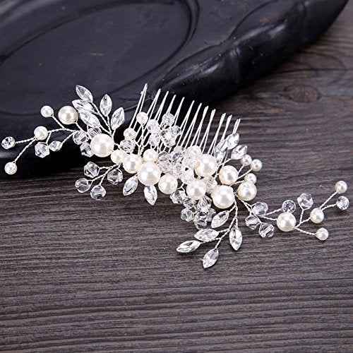 Urberry Bridal Flower Side Hair Clips Pearl Bridal Headpiece Wedding Accessories