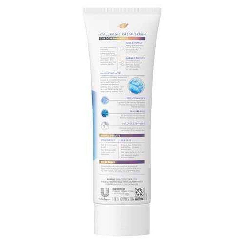 Dove Cream Serum Hyaluronic + Hydration for Extra Dry, Flaky Skin, with Pro-Ceramides, Niacinamide and Collagen Peptides Lotion, 8 oz
