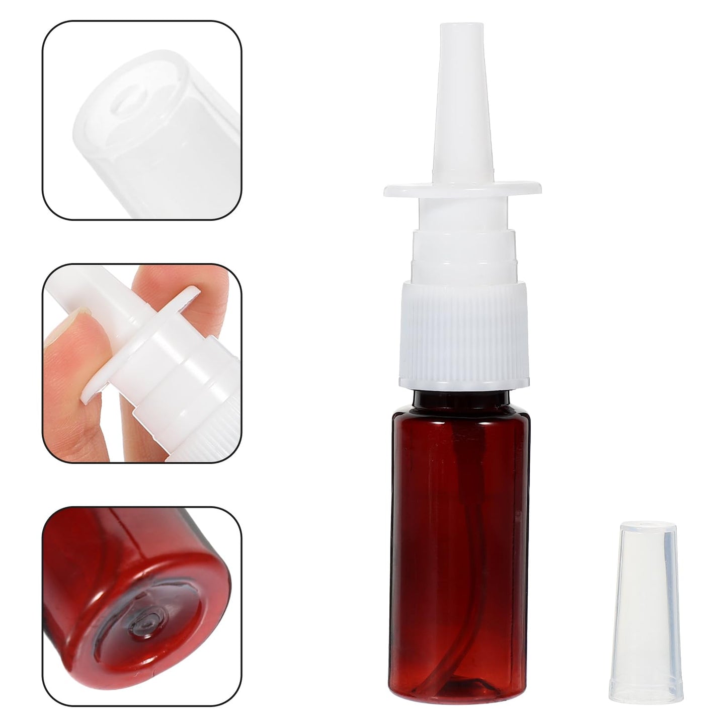 ARTIBETTER Empty Nasal Spray Bottle Amber Plastic Fine Mist Sprayers Refillable Container for Essential Oils Aromatherapy Perfume 15ml 10pcs (Pack of 2)